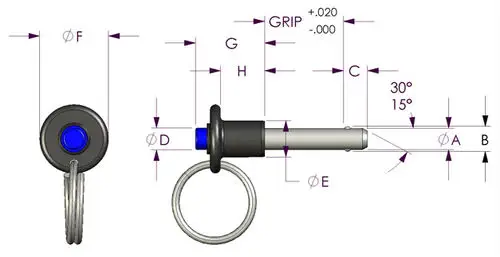 Quick-release pin with button - B series - Avibank Mfg., Inc