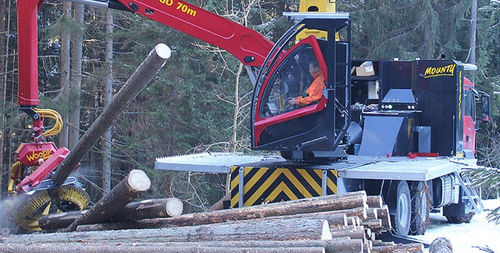 Rubber-tired forestry harvester - Mounty 3000 series   - Konrad Forsttechnik - aerial crane