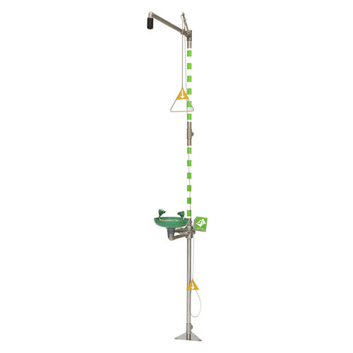 Floor-standing safety shower - 797 6174 - GIA Premix AB - with eyewash and face wash station / plastic / stainless steel