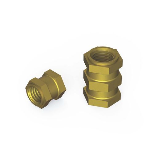 Hexagonal insert - ES series - Specialinsert s.r.l. - threaded / brass / for thermoplastics