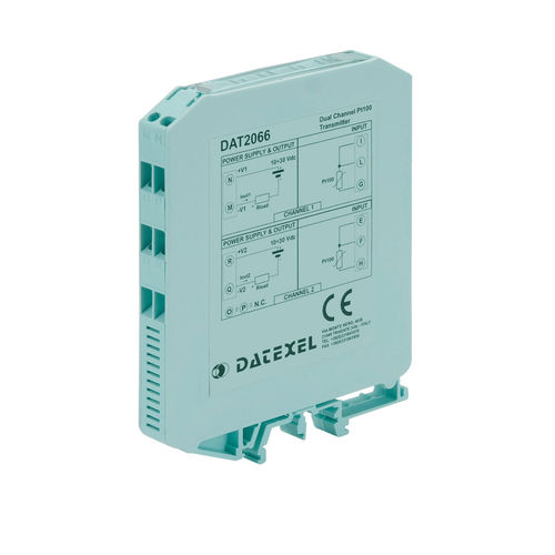 DIN rail mount temperature transmitter - DAT2066 - DATEXEL SRL - Pt100 / 2-channel / 4-20 mA