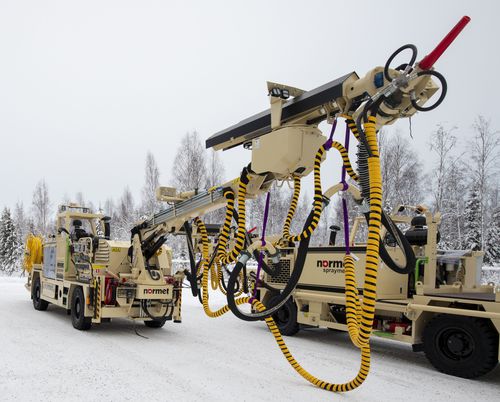 Concrete spraying machine - SPRAYMEC 8100 VC - Normet - electric / articulated arm