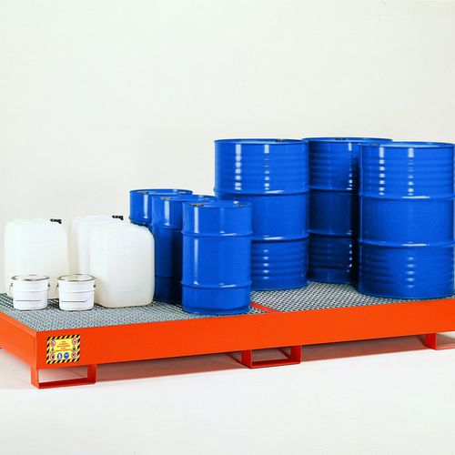 8-drum containment bund - BS112 8F - VEAB - multi-use / steel / with galvanized grid