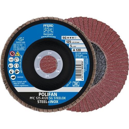 Aluminum oxide flap disc - PFC 125 A 120 SG - PFERD - finishing / for stainless steel
