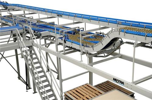 Magnetic belt conveyor - Mectra - inclined / handling / for cans