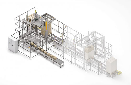High level infeed palletizer - AUTOPAL - TMG Impianti S.p.a. - robotic / for cans / tray