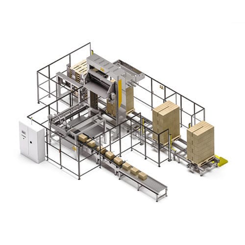 Low level infeed palletizer - SIRIO - TMG Impianti S.p.a. - tray / for cans / carton