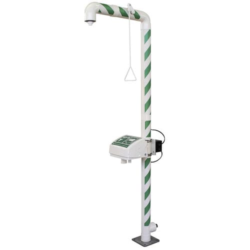 Floor-standing safety shower - MB 250/50 - Matcon B.V. - with eyewash and face wash station / outdoor / stainless steel