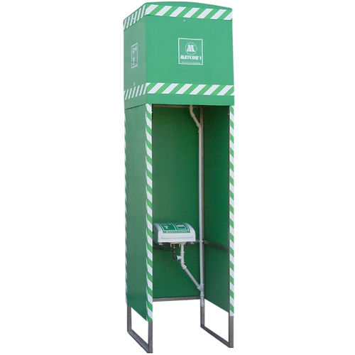 Floor-standing safety shower - MB series - Matcon B.V. - with eyewash station / with tank / with heater