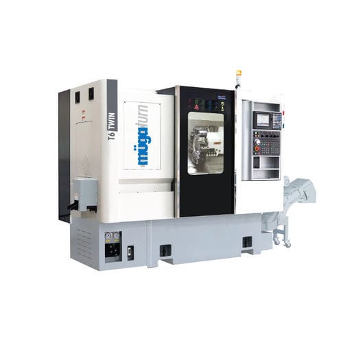 CNC turning center - T6 Twin - Müga Werkzeugmaschinen GmbH - inclined bed / 12 tools / high-precision