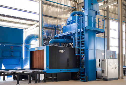Belt shot blasting machine - RATIOJET - SciTeeX - suspended load / roller conveyor / for marble