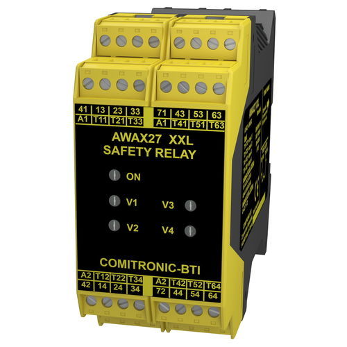 Emergency stop safety relay - AWAX 27XXL - COMITRONIC - BTI - 3 NO / 1 NC / SIL