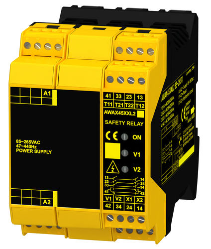 Emergency stop safety relay - AWAX45XXL-2 - COMITRONIC - BTI - 3 NO / 1 NC / SIL