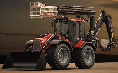 Backhoe loader-mounted telescopic boom lift - Lift series - Huddig AB - hydraulic