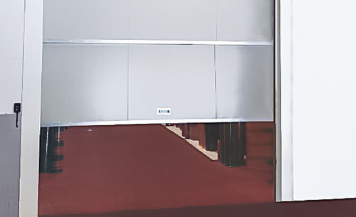 Sliding door - PUERTAS FERROFLEX SL - fold-up / galvanised steel / indoor