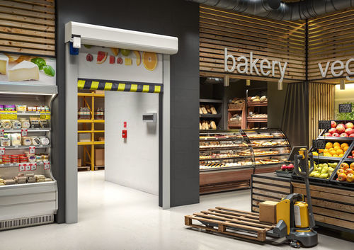 Vertical sliding roller shutter - PUERTAS FERROFLEX SL - galvanised steel / motorized / automatic