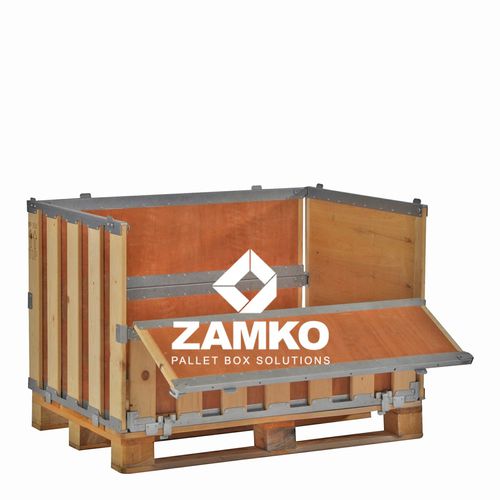 Plywood pallet box - MPB.b80.F2C - ZAMKO - storage / foldable / stackable