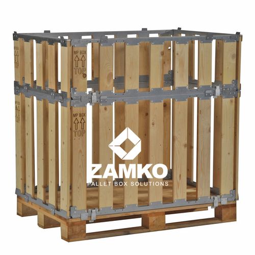 Wood pallet box - MPB.e105 - ZAMKO - storage / foldable / stacking