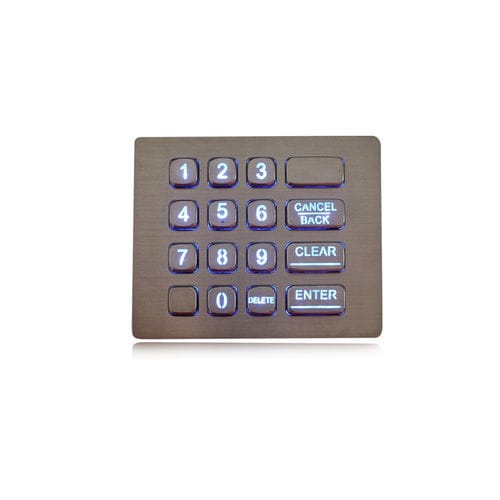 16-key keypad - K-TEK-A120KP-BL-DWP - Key Technology China Limited - panel-mount / metal / RS-232