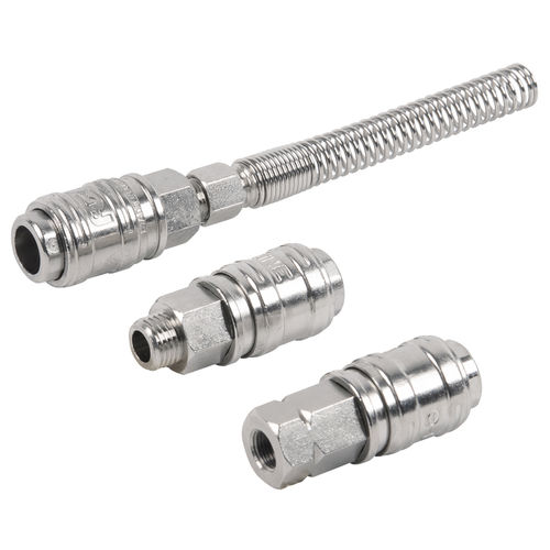 Quick coupling - E500 series - A&T Fluid solutions - pneumatic / nickel-plated brass / poppet