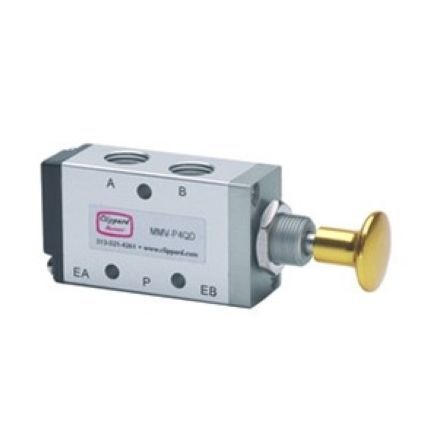 Push-button pneumatic directional control valve - MMV-P - Clippard - spool / 3-way