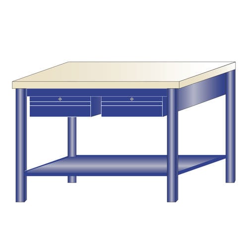 Beech workbench - 216/C - ARMECO - for workshops / monobloc / 2-drawer