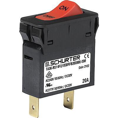 Thermal circuit breaker - TA36  series - SCHURTER - 2-pole / single-pole / rocker switch type