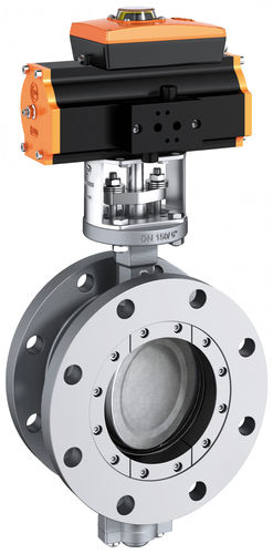 Butterfly valve - HP 112 - EBRO ARMATUREN Gebr. Bröer GmbH - pneumatically-operated / double-flange / double-offset