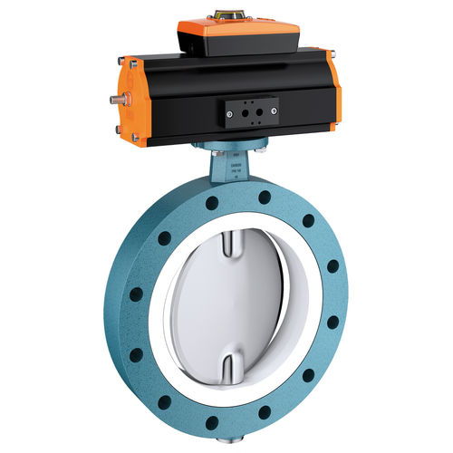 Butterfly valve - Z 014-WN - EBRO ARMATUREN Gebr. Bröer GmbH - pneumatically-operated / flange