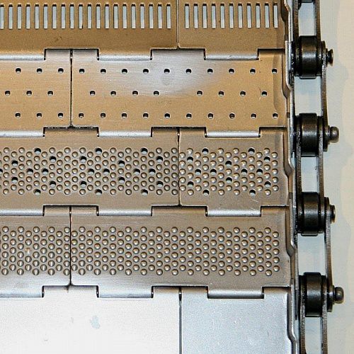 Hinged conveyor belt - No. 7701 - MTF Technik Hardy Schürfeld GmbH & Co. KG  - plate / steel / for the steel industry
