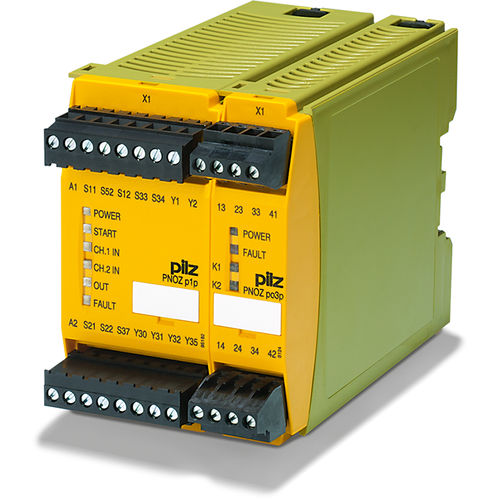 Emergency stop safety relay - PNOZpower - PILZ - for light curtain / NO / DIN rail