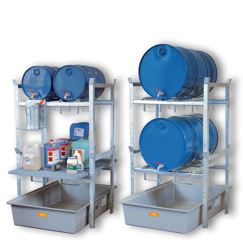 Storage warehouse shelving - 400 - CEMO - for medium loads / for drums with retention tank / steel