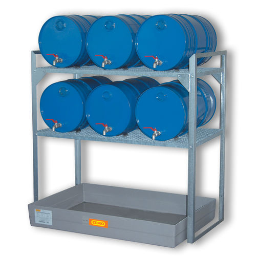 Storage warehouse shelving - 360  - CEMO - double-sided / for drums with retention tank / steel