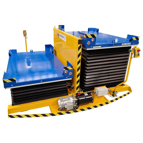 Lift table with turntable - PT2TEES130-160-100-371-3383-4 - MANERGO - bellows / hydraulic / electric