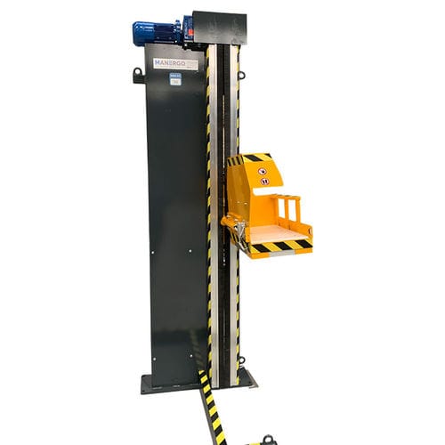 Electric metal lifting and turning device - MER125°005-055-035-1750-3851-2 - MANERGO - column type / stainless steel / for boxes