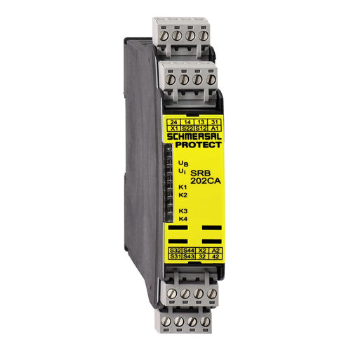 Emergency stop safety relay - SRB202C series - SCHMERSAL - DIN rail / dual-channel