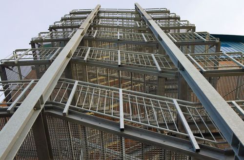 Straight staircase - Meiser - steel / building site / with security bars