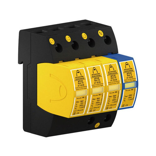 Type 2 surge arrester - ATSUB-4P-NR 15 TT - Aplicaciones Tecnológicas, S.A. - type 3 / for power supplies / compact