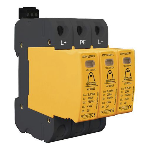 Type 2 surge arrester - ATPV1000 - Aplicaciones Tecnológicas, S.A. - for photovoltaïc installations / compact / 2-pole