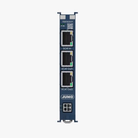 EtherCAT communication module - 705163 - JUMO GmbH & Co. KG - RJ45 / 3 port / DIN rail