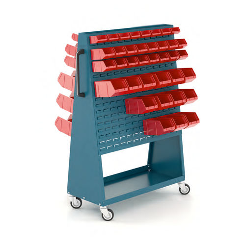 Service cart - V-CONT series - HECO - metal / container / with swivel casters