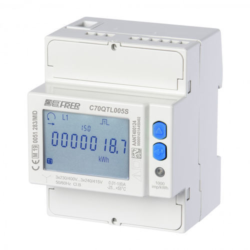 Three-phase electric energy meter - C70QTL005S4CAD - FRER - DIN rail / pulse output / with current transformer