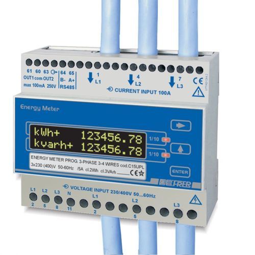 Three-phase electric energy meter - C15DPL100 - FRER - DIN rail / Modbus RTU / with built-in communication