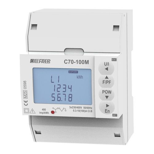 Three-phase electric energy meter - C70QPL100M4CAD - FRER - DIN rail / with built-in communication / pulse output