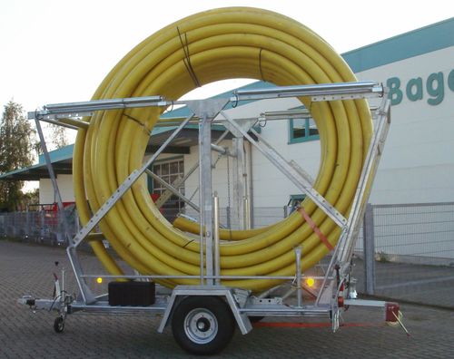 Cable drum trailer - BRVT series - Bagela Baumaschinen GmbH & Co. KG - tube transport and laying / single-axle / towed