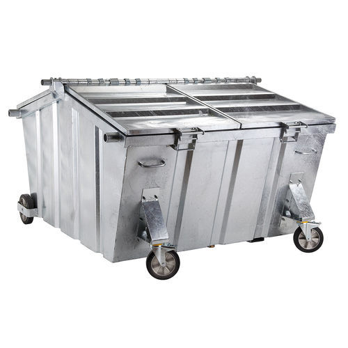 Galvanised steel waste container - EUR 5.0 - ELKOPLAST CZ - for urban waste / industrial waste / with lid