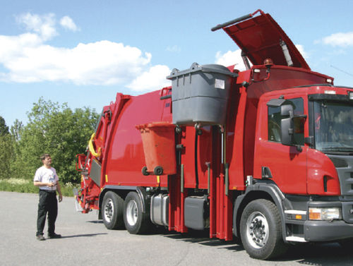 Container semi-trailer - Hüffermann Transportsysteme GmbH  - for waste / self-propelled / tilting