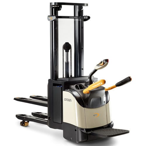 Electric stacker truck - ETi 4000 series - CROWN - with rider platform / double-pallet / for warehouse