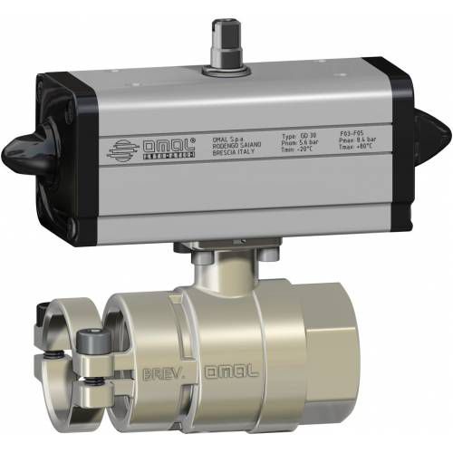 Ball valve - ITEM D122 - OMAL Spa - pneumatically-operated / for water / for air