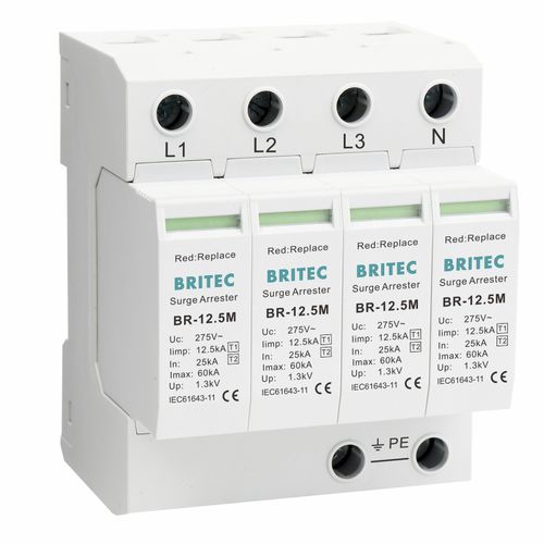 Type 1 surge arrester - BR-12.5M 4P series - Britec Electric Co., Ltd - type 2 / class I / class II